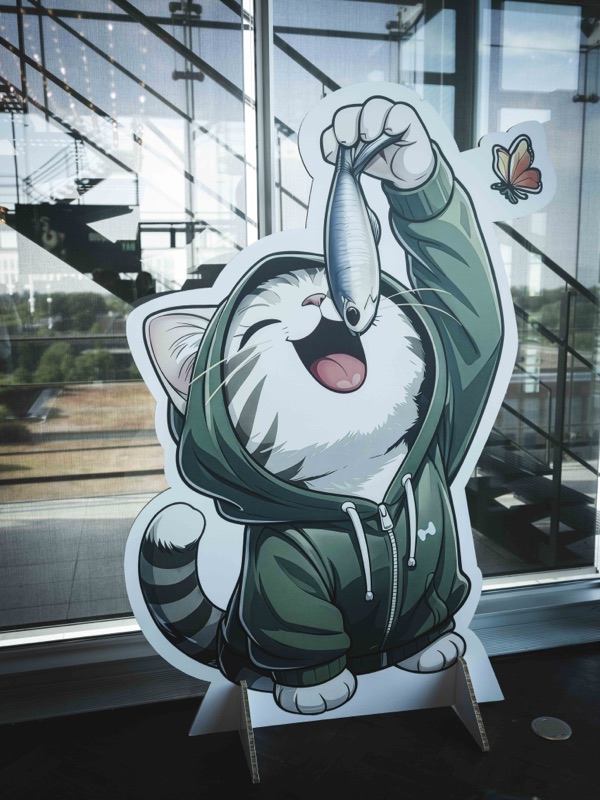 Hypurr mascot cutout at the venue